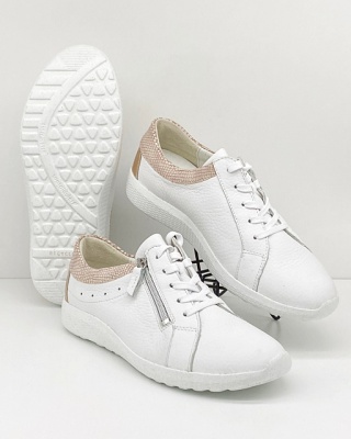 Półbuty damskie Waldlaufer Hirsch 634002 312 762 białe K-Ira, duża tęgość K