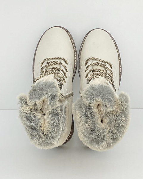 Zimowe trzewiki damskie Remonte D0B74-80 kredowe, średnia tęgość G 1/2